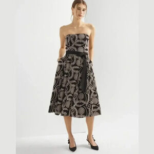 NWT White House Black Market Strapless Embroidered Midi Dress
